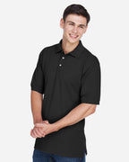Harriton M265, 13836 Men's Easy Blend Polo, Black