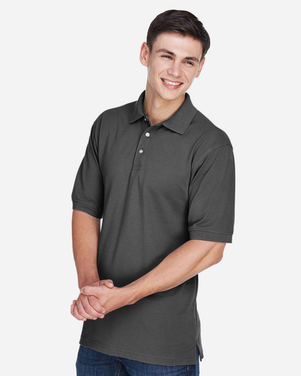 Harriton M265, 13836 Men's Easy Blend Polo, Charcoal