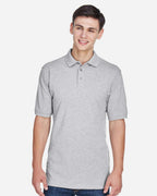 Harriton M265, 13836 Men's Easy Blend Polo, Grey Heather