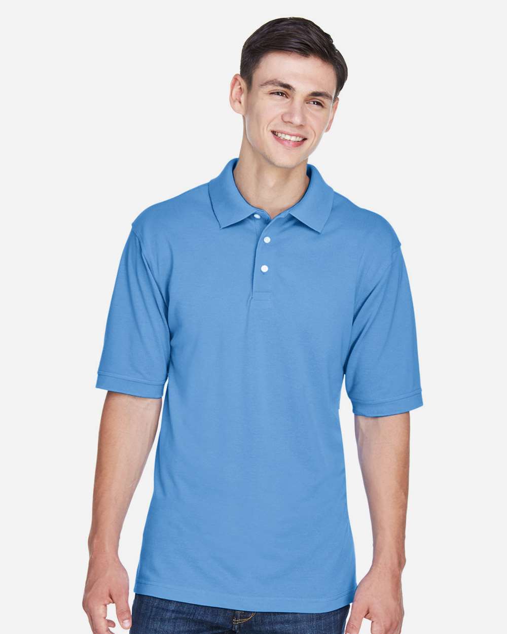Harriton M265, 13836 Men's Easy Blend Polo, Light College Blue