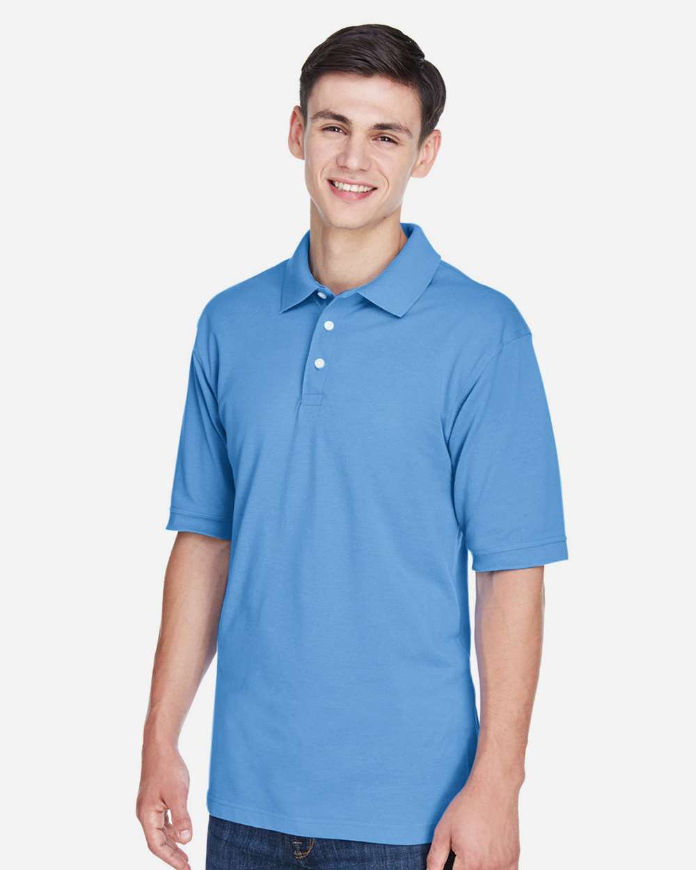 Harriton M265, 13836 Men's Easy Blend Polo, Light College Blue