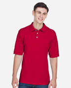 Harriton M265, 13836 Men's Easy Blend Polo, Red