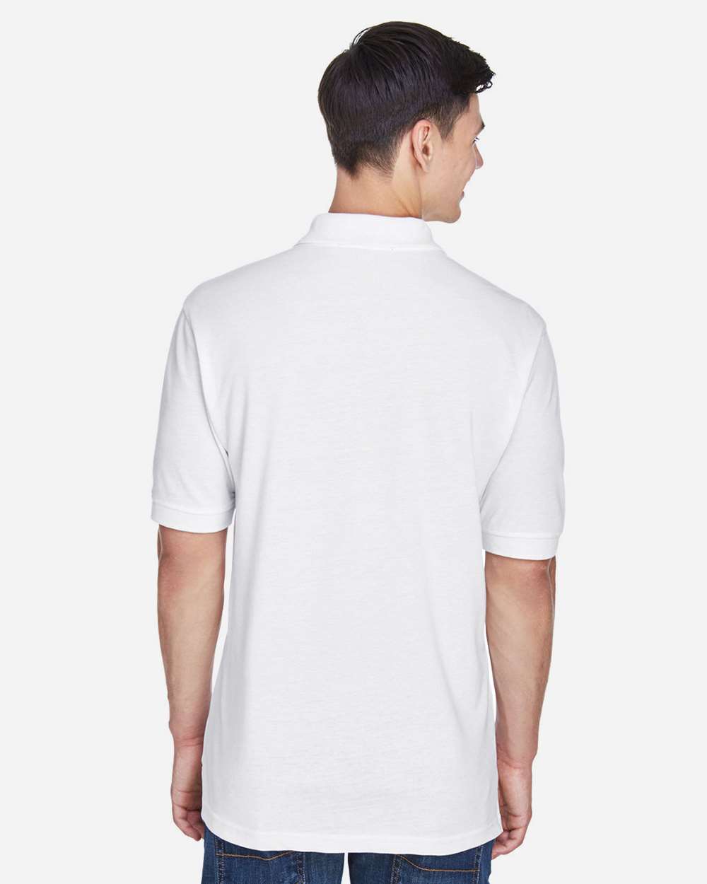 Harriton M265, 13836 Men's Easy Blend Polo, White