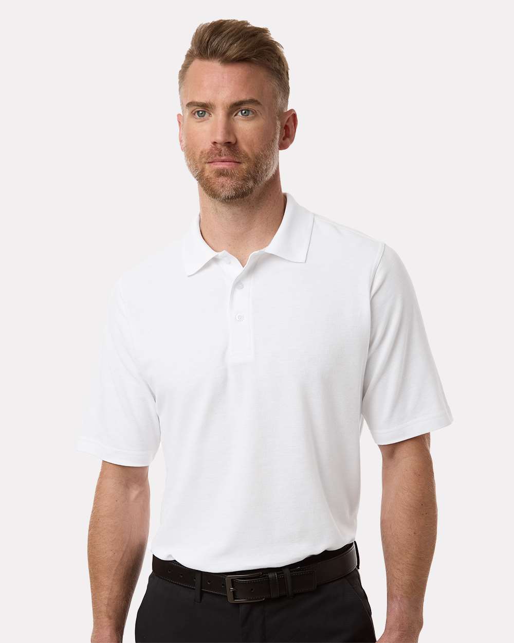 Harriton 13838, M105 Men's Maverick Cvc Pique Polo, White