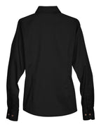 Harriton M500W, 13841 Women's Easy Blend Twill Dress Shirt With Stain-release, Black
