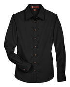 Harriton M500W, 13841 Women's Easy Blend Twill Dress Shirt With Stain-release, Black