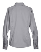 Harriton M500W, 13841 Women's Easy Blend Twill Dress Shirt With Stain-release, Dark Grey