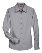 Harriton M500W, 13841 Women's Easy Blend Twill Dress Shirt With Stain-release, Dark Grey
