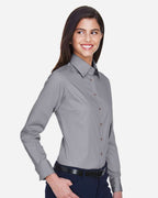 Harriton M500W, 13841 Women's Easy Blend Twill Dress Shirt With Stain-release, Dark Grey
