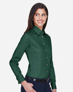 Harriton M500W, 13841 Women's Easy Blend Twill Dress Shirt With Stain-release, Hunter