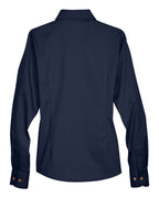 Harriton M500W, 13841 Women's Easy Blend Twill Dress Shirt With Stain-release, Navy