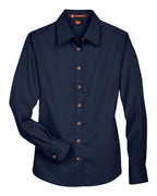 Harriton M500W, 13841 Women's Easy Blend Twill Dress Shirt With Stain-release, Navy
