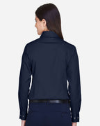 Harriton M500W, 13841 Women's Easy Blend Twill Dress Shirt With Stain-release, Navy
