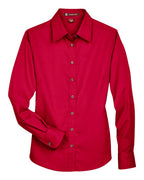 Harriton M500W, 13841 Women's Easy Blend Twill Dress Shirt With Stain-release, Red