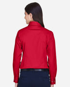 Harriton M500W, 13841 Women's Easy Blend Twill Dress Shirt With Stain-release, Red