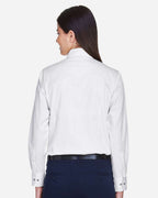 Harriton M500W, 13841 Women's Easy Blend Twill Dress Shirt With Stain-release, White
