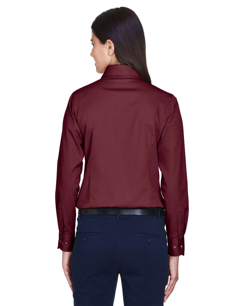 Harriton M500W, 13841 Women's Easy Blend Twill Dress Shirt With Stain-release, Wine