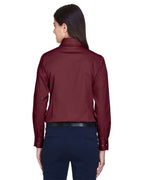 Harriton M500W, 13841 Women's Easy Blend Twill Dress Shirt With Stain-release, Wine