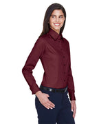 Harriton M500W, 13841 Women's Easy Blend Twill Dress Shirt With Stain-release, Wine