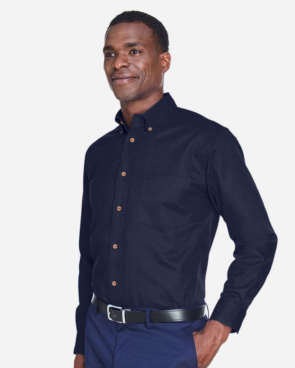 Harriton M500, 13845 Men's Easy Blend Twill Shirt, Navy