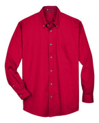 Harriton M500, 13845 Men's Easy Blend Twill Shirt, Red