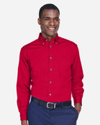 Harriton M500, 13845 Men's Easy Blend Twill Shirt, Red