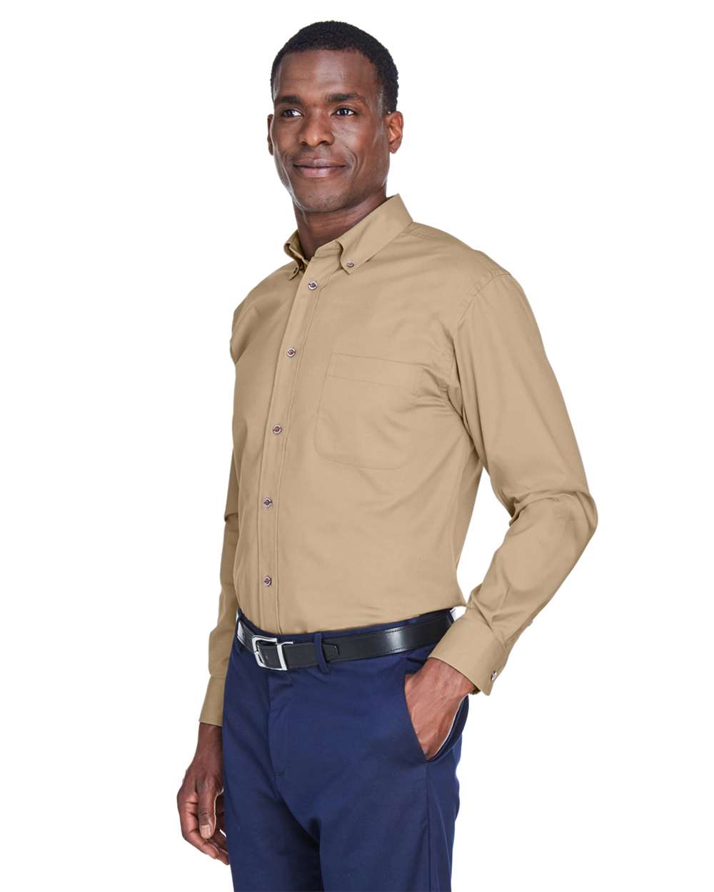 Harriton M500, 13845 Men's Easy Blend Twill Shirt, Stone