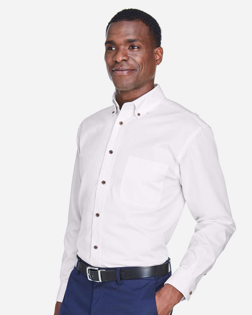 Harriton M500, 13845 Men's Easy Blend Twill Shirt, White