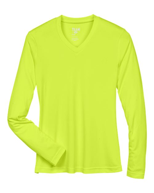 Team 365 TT11WL, Women's Zone Performance Long Sleeve T-shirt, Safety Yellow