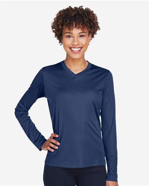 Team 365 TT11WL, Women's Zone Performance Long Sleeve T-shirt, Sport Dark Navy