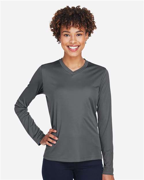 Team 365 TT11WL, Women's Zone Performance Long Sleeve T-shirt, Sport Graphite