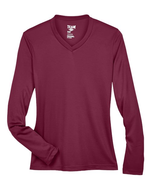 Team 365 TT11WL, Women's Zone Performance Long Sleeve T-shirt, Sport Maroon