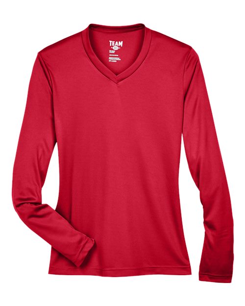 Team 365 TT11WL, Women's Zone Performance Long Sleeve T-shirt, Sport Red