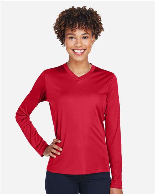 Team 365 TT11WL, Women's Zone Performance Long Sleeve T-shirt, Sport Red