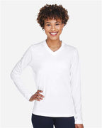 Team 365 TT11WL, Women's Zone Performance Long Sleeve T-shirt, White