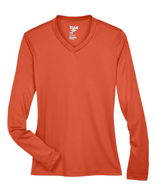 Team 365 TT11WL, Women's Zone Performance Long Sleeve T-shirt, Sport Orange