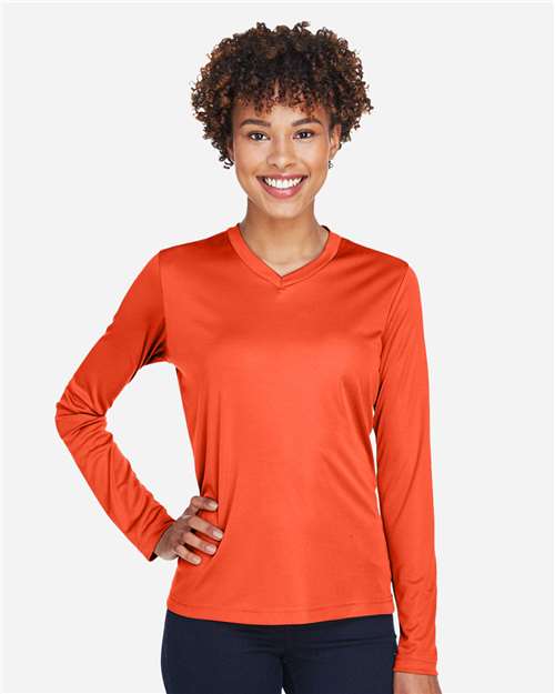Team 365 TT11WL, Women's Zone Performance Long Sleeve T-shirt, Sport Orange