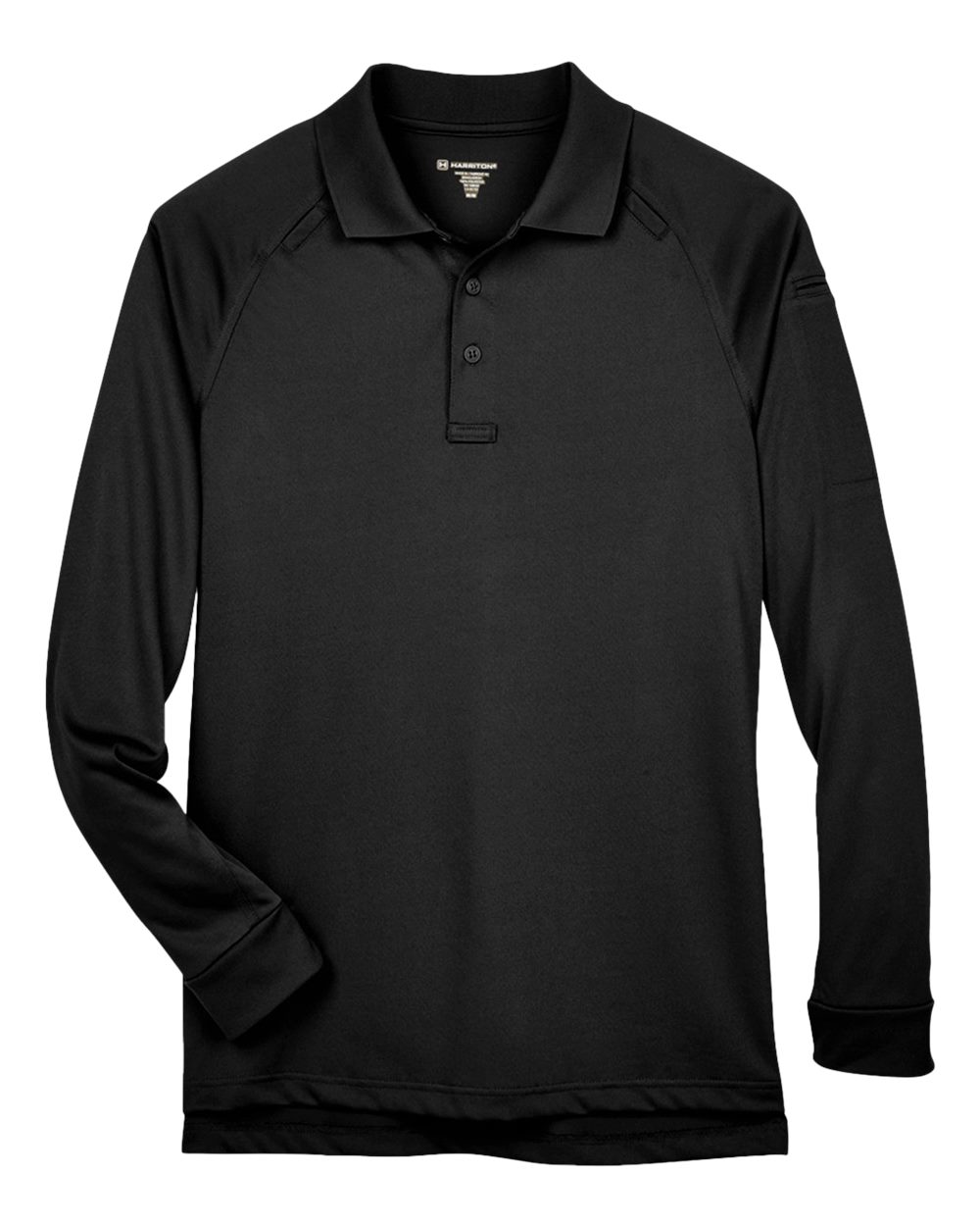 Harriton M211L, 13849 Men's Advantage Long Sleeve Tactical Polo, Black