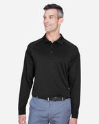Harriton M211L, 13849 Men's Advantage Long Sleeve Tactical Polo, Black
