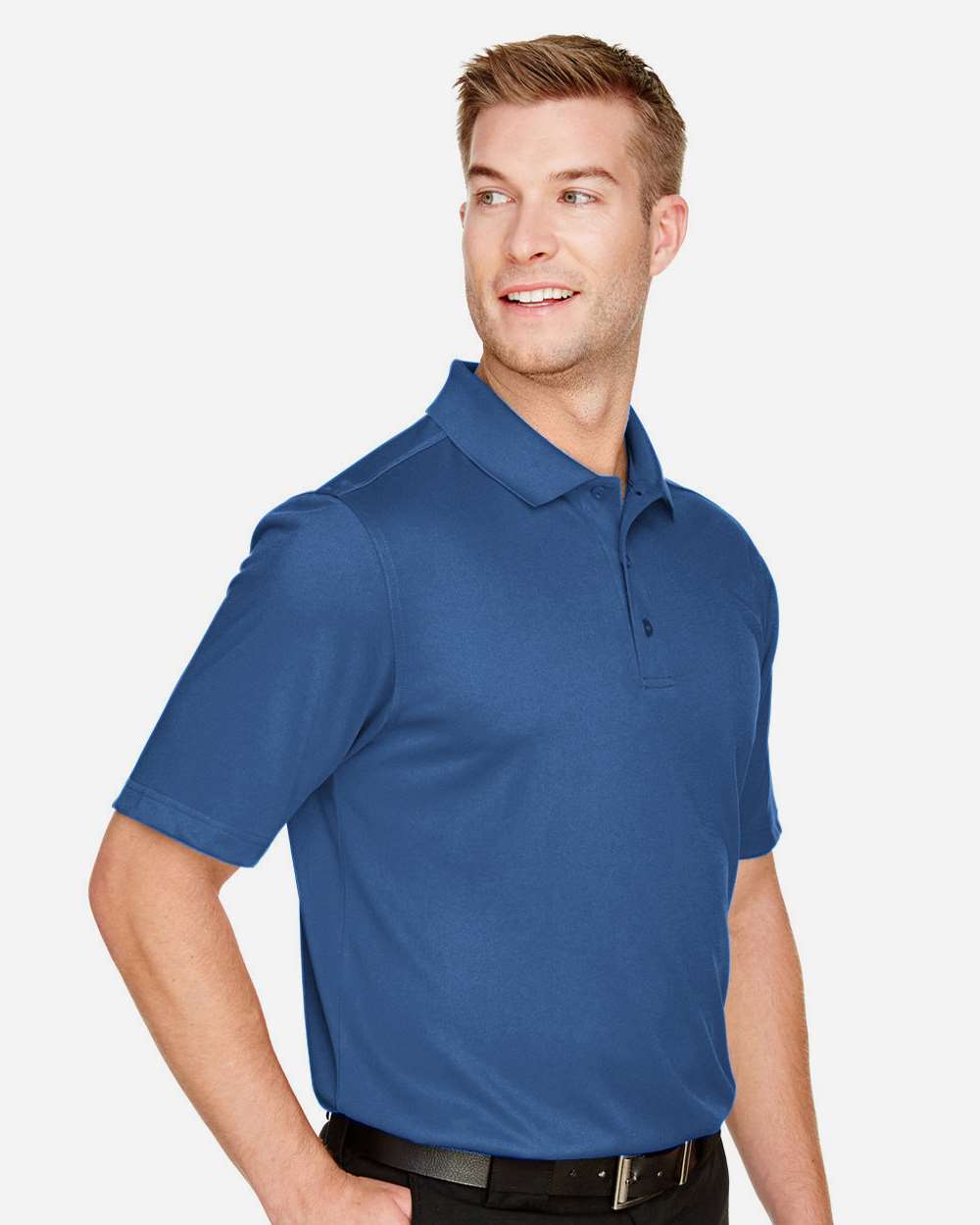 Harriton M348, 13850 Men's Advantage Snag Protection Plus Polo, Pool Blue