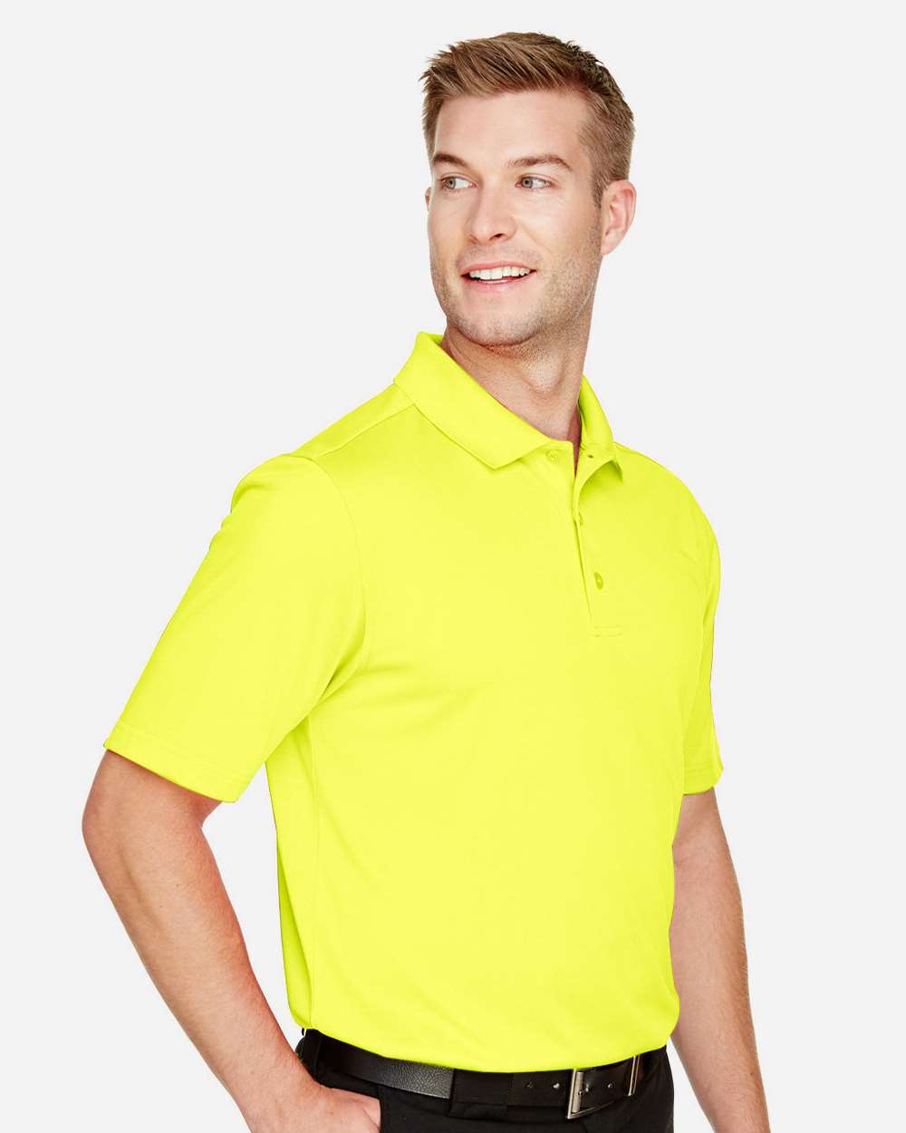 Harriton M348, 13850 Men's Advantage Snag Protection Plus Polo, Safety Yellow