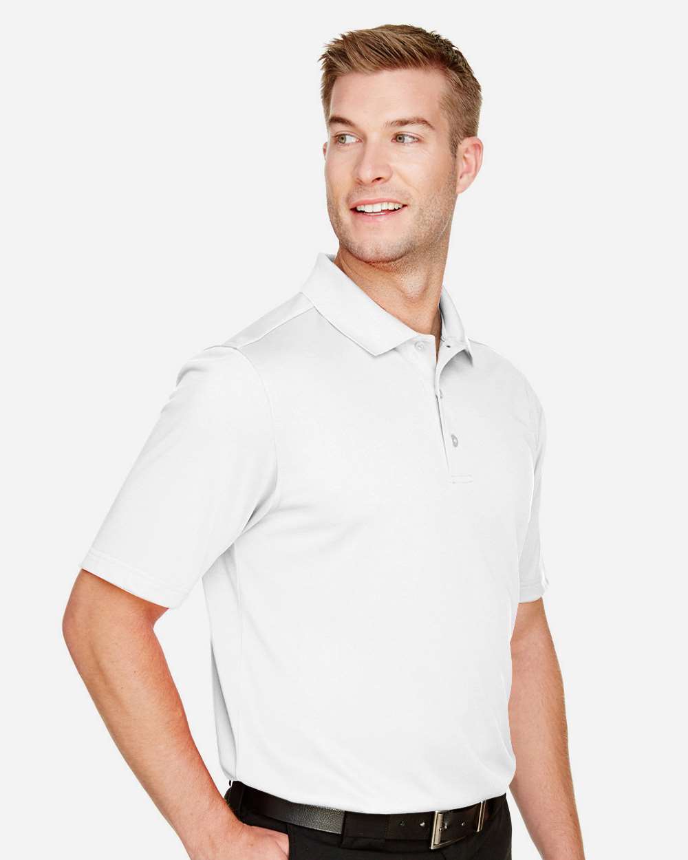 Harriton M348, 13850 Men's Advantage Snag Protection Plus Polo, White