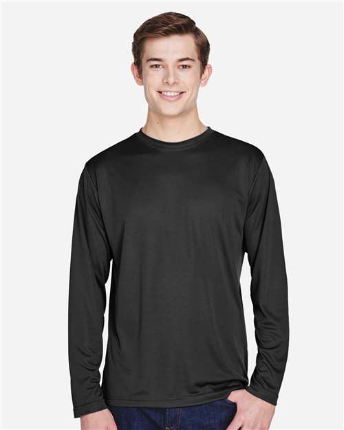 Team 365 TT11L, Men's Zone Performance Long Sleeve T-shirt, Black
