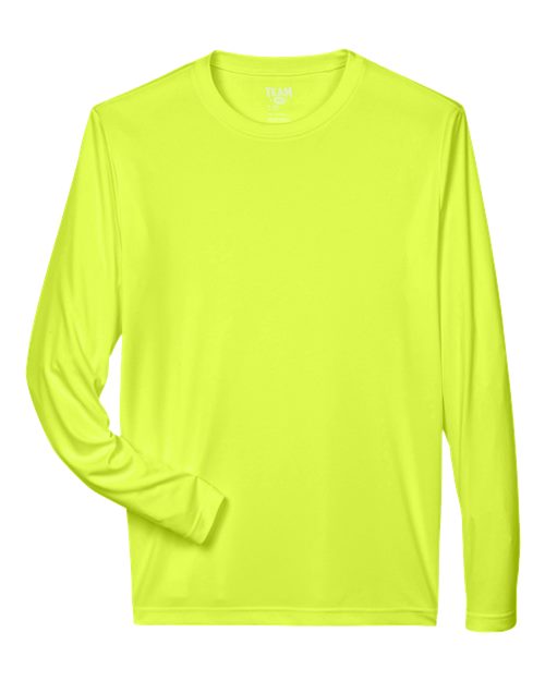 Team 365 TT11L, Men's Zone Performance Long Sleeve T-shirt, Safety Yellow