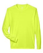 Team 365 TT11L, Men's Zone Performance Long Sleeve T-shirt, Safety Yellow
