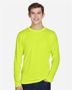 Team 365 TT11L, Men's Zone Performance Long Sleeve T-shirt, Safety Yellow