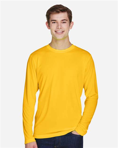 Team 365 TT11L, Men's Zone Performance Long Sleeve T-shirt, Sport Athletic Gold