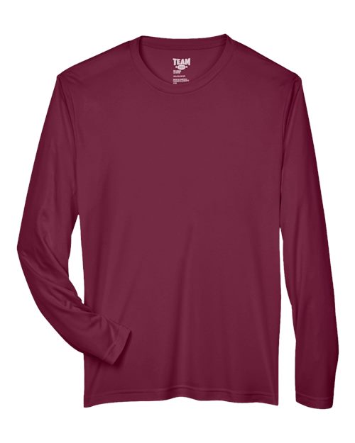 Team 365 TT11L, Men's Zone Performance Long Sleeve T-shirt, Sport Maroon
