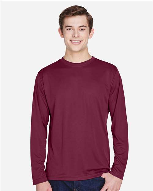 Team 365 TT11L, Men's Zone Performance Long Sleeve T-shirt, Sport Maroon