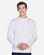 Team 365 TT11L, Men's Zone Performance Long Sleeve T-shirt, White